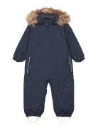 Coverall W. Fake Fur Color Kids Navy