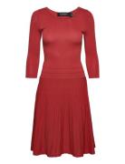 Jersey Three-Quarter-Sleeve Dress Lauren Ralph Lauren Red