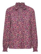 Floral Pleated Georgette Tie-Neck Blouse Lauren Ralph Lauren Pink