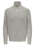 Onsmalaki Reg 7 Half Zip Knit Cs ONLY & SONS Grey