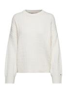 Cable All Over C-Nk Sweater Tommy Hilfiger Cream