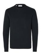 Slhdane Ls Knit Structure Crew Neck Noos Selected Homme Navy