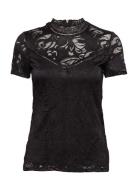 Vistasia Lace S/S Top - Vila Black