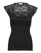 Silk Top W/ Lace Rosemunde Black