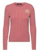 Button-Trim Cable-Knit Cotton Sweater Lauren Ralph Lauren Pink