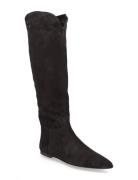 Suede Knee-High Flat Boot Polo Ralph Lauren Black