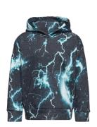 Sweatshirt Hood Aop Lindex Blue