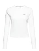 Woven Label Rib Long Sleeve Calvin Klein Jeans White