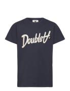 Ola Kids Script & Badge T-Shirt Wood Wood Navy