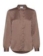 Viellette Satin L/S Shirt - Noos Vila Brown