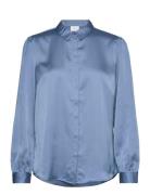 Viellette Satin L/S Shirt - Noos Vila Blue