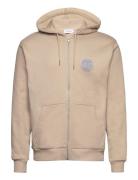 Globe Zipper Hoodie Les Deux Beige