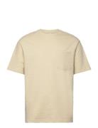 Slhloosesaul Slub Ss O-Neck Tee Selected Homme Beige