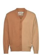 Colour Blocked Cardigan-Tan/Cream Taikan Beige