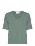 Rwbiarritz Ss V-Neck T-Shirt Rosemunde Khaki