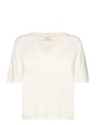 Rwbiarritz Ss V-Neck T-Shirt Rosemunde White
