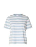 Slfessential Ss Striped Boxy Tee Noos Selected Femme Blue