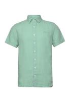 Linen Shirt Short Sleeve Sebago Green