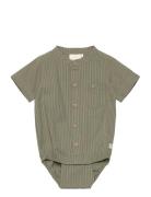 Body Shirt Ss Stripe En Fant Green