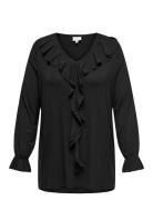 Carclarisa Life V-Neck Frill L/S Top Jrs ONLY Carmakoma Black