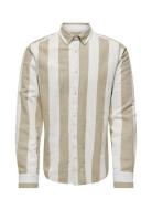 Onsarlo Slim Ls Stripe Hrb Linen Shirt ONLY & SONS Beige