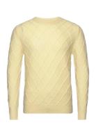 Man O-Neck Cable Sweater Davida Cashmere Yellow