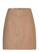 Slolicia Leather Skirt Soaked In Luxury Beige