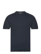 Knitted Crew Neck T-Shirt Lindbergh Navy