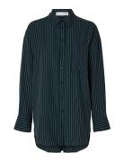 Slfmaddie Ls Striped Tencel Shirt B Selected Femme Black