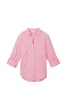 Blouse With Slub Structure Tom Tailor Pink