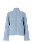 Slfsia Ras Ls Knit Zipper Cardigan Noos Selected Femme Blue