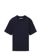 Cropped Mock Neck Rib T-Shirt Tom Tailor Navy