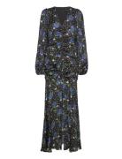 Satin Maxi V-Neck Dress ROTATE Birger Christensen Black