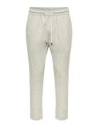 Onslinus Crop 0136 Stripe Linen Pant ONLY & SONS Cream