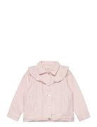 Ruffled Denim Jacket Mango Pink