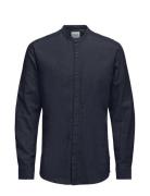 Onscaiden Ls Solid Linen Mao Shirt Noos ONLY & SONS Navy
