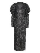 Sequins Midi Wrap Dress ROTATE Birger Christensen Black