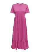 Onlmay S/S Peplum Calf Dress Box Jrs ONLY Pink