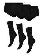 3-Pack Women Bamboo Maxi Brief + 3 -Pack Basic Socks URBAN QUEST Black