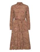 Belting-Print Tie-Front Crepe Shirtdress Lauren Ralph Lauren Brown