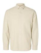 Slhslim-New Linen Shirt Ls Noos Selected Homme Beige