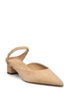 Th Pointy Mid Heel Leather Mule Tommy Hilfiger Beige