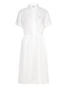Linen Ss Midi Shirt Dress Tommy Hilfiger White