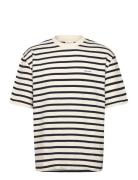 Striped Textured Ss T-Shirt GANT Cream