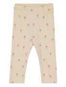 Leggings Brushed Inside Flower Lindex Beige