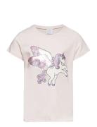 Top S S Unicorn Print And Sequ Lindex Pink