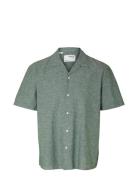 Slhrelaxnew-Linen Shirt Ss Resort Selected Homme Green