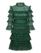 Carmine Frill Mini Lace Dress Malina Green
