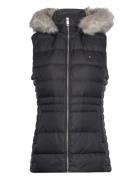 Tyra Down Vest With Fur Tommy Hilfiger Black