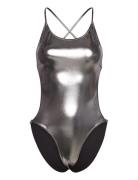 Recycled Shine String Swimsuit Ganni Silver